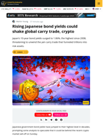 Japan Bond Yields Surge, Threatening Crypto Market Liquidity