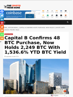Capital B Confirms 48 BTC Purchase, Now Holds 2,249 BTC With 1,536.6% YTD BTC Yield - The Crypto News Wire