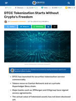 DTCC Tokenization Starts Without Crypto’s Freedom - Crypto News Flash