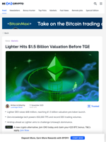 Lighter DEX Hits $1.5B Valuation Ahead of Token Launch