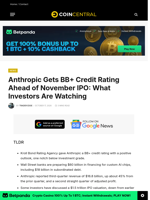 Anthropic Gets BB+ Credit Rating Ahead of November IPO: What Investors Are Watching - CoinCentral