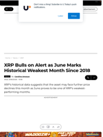 XRP Bulls on Alert as June Marks Historical Weakest Month Since 2018 - U.Today