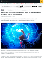 RedStone Launches Settlement Layer to Address RWA Liquidity Gap in DeFi Lending