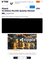 Ripple USD Crosses $527 Million With 10 Million RLUSD Quietly Minted