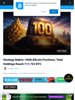 Strategy Makes 100th Bitcoin Buy, Holdings Reach 717,722 BTC