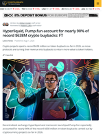 Hyperliquid, Pump.fun Account for Nearly 90% of Record $638M Crypto Buybacks