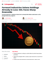Forward’s Solana Bet in Red as SOL Risks Drop