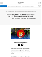 Here’s Why Shiba Inu Still Doesn’t Have an ETF Application Despite Its Size