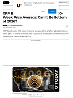 XRP Buyers Defend Most Major 200-Week Price Average: Can It Be Bottom of 2026? - U.Today