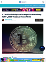 Bitcoin Party Over? Analyst Forecasts Drop To $94,000