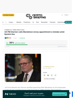 UK PM Starmer calls Mandelson envoy appointment a mistake amid Epstein ties