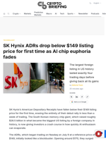 SK Hynix ADRs drop below $149 listing price for first time as AI chip euphoria fades