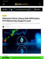 Ethereum Price: Heavy Sell-Off Pushes ETH Below Key Support Level - CoinCentral