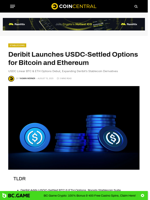 Deribit Launches USDC-Settled Options for Bitcoin and Ethereum