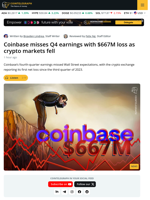 Coinbase Misses Expectations With $667M Loss in Q4