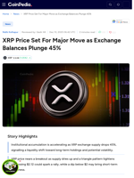 XRP Price Set For Major Move as Exchange Balances Plunge 45%