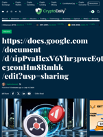 https://docs.google.com/document/d/1ipPvaHcxV6Yhr3pwcE9tkeKaNhHUpz-c3conHm8Rmhk/edit?usp=sharing - Crypto Daily