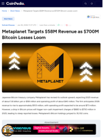 Metaplanet Targets $58M Revenue as $700M Bitcoin Losses Loom