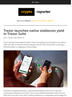 Trezor launches native stablecoin yield in Trezor Suite