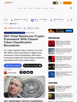 SEC Chief Reinforces Crypto Framework With Clearer Token Classification Boundaries – Regulation Bitcoin News