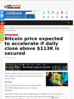 Bitcoin price expected to accelerate if daily close above $113K is secured - The Crypto News Wire