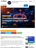 Sony Bank Explores Direct Stablecoin Integration With JPYC | Live Bitcoin News