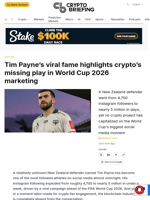Tim Payne's viral fame highlights crypto's missing play in World Cup 2026 marketing