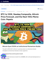 BTC to 120k, XRP price prediction, the next x 100 meme coin - Pepeto