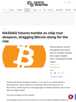 NASDAQ futures tumble as chip rout deepens, dragging Bitcoin along for the ride