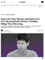 OpenAI's Sam Altman Apologizes for Not Alerting Police Before Tumbler Ridge Mass Shooting - Decrypt
