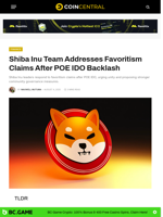 Shiba Inu Team Addresses Favoritism Claims After POE IDO Backlash - CoinCentral