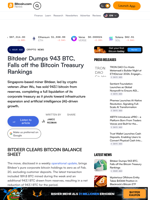 Bitdeer Dumps 943 BTC, Falls off the Bitcoin Treasury Rankings – Crypto News Bitcoin News