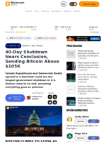 40-Day Shutdown Nears Conclusion, Sending Bitcoin Above $105K – Markets and Prices Bitcoin News