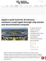 Apple's quiet hunt for AI memory solutions could ripple through chip stocks and decentralized compute