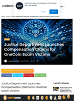 Justice Department Launches Compensation Claims for OneCoin Scam Victims | Live Bitcoin News