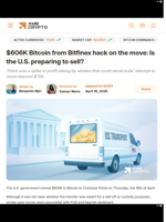$606K Bitcoin from Bitfinex hack on the move: Is the U.S. preparing to sell? - AMBCrypto
