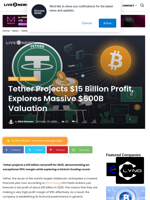 Tether Projects $15 Billion Profit, Explores Massive $500B Valuation | Live Bitcoin News