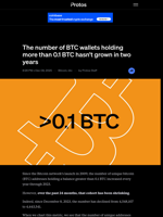 The number of BTC wallets holding more than 0.1 BTC hasn't grown in two years