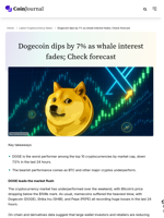 Dogecoin dips by 7% as whale interest fades; Check forecast