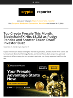 Top Crypto Presale This Month: BlockchainFX Hits $8.2M as Pudgy Pandas and Snorter Token Draw Investor Buzz
