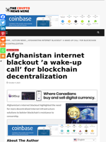 Afghanistan internet blackout ’a wake-up call’ for blockchain decentralization - The Crypto News Wire