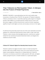 Thai 7-Elevens to Pilot Kuarden Token: A Glimpse into the Future of Retail Payments - Visionary Financial