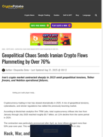 Geopolitical Chaos Sends Iranian Crypto Flows Plummeting by Over 76%