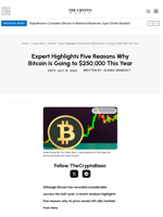 Expert Highlights Five Reasons Why Bitcoin Is Going to $250,000 This Year