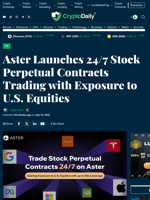 Aster Launches 24/7 Stock Perpetual Contracts Trading with Exposure to U.S. Equities - Crypto Daily