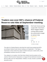Traders see over 66% chance of Federal Reserve rate hike at September meeting