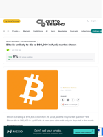 Bitcoin unlikely to dip to $60,000 in April, market shows