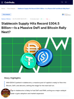 Stablecoin Supply Hits Record $304.5 Billion—Is a Massive DeFi and Bitcoin Rally Next?