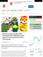 $2,000 Invested in Ripple (XRP) Once Made Over $200,000: 4 Coins Under $1 That Can Pull This Off In This Bull Run - NullTX