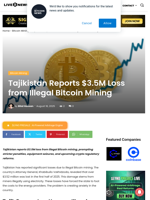 Tajikistan Reports $3.5M Loss from Illegal Bitcoin Mining | Live Bitcoin News